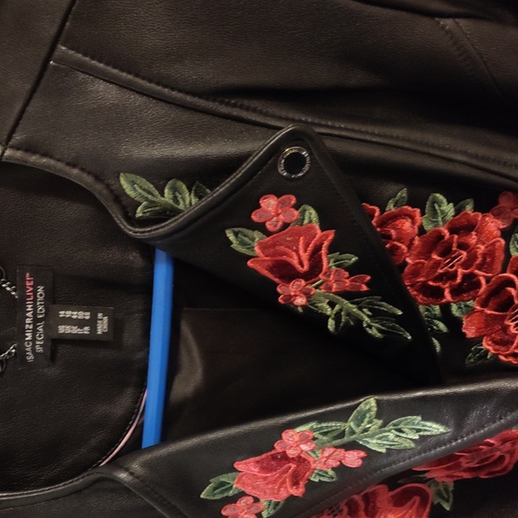 New Black leather Jacket w/embroidery - Picture 4 of 14